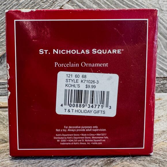 St. Nicholas Square, Santa’s Sleigh and Toys Porcelain Ornament, Original Box - Picture 9 of 9